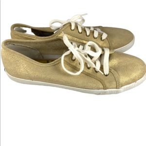 KEDS Gold Shimmer Canvas Sneakers Shoes Size 10